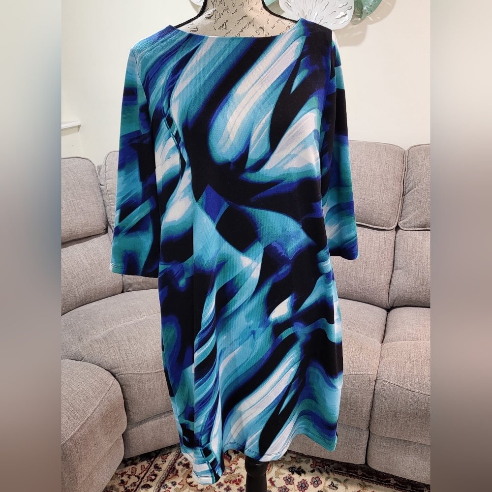 Bright Vibrant Colorful Studio One New York Professional Midi Dress. Size 12